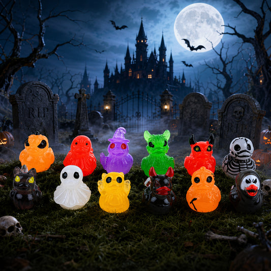 12-Piece Halloween Resin Duck Miniature Decor Set