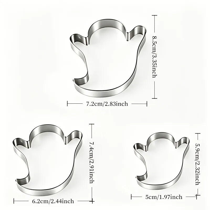 🎁12Pcs Halloween Cookie Cutter Set – Ghost, Witch Hat, Pumpkin & Bat