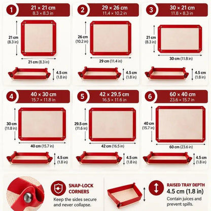 🎁Convertible Silicone Baking Mat with Snap Corners – Reusable Non-Stick Baking Tray Liner for Cookies, Bread, Vegetables & Pastry