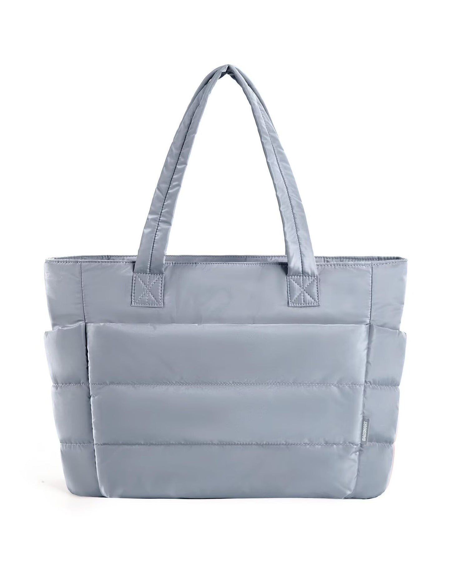 Floral Quilted Puffer Tote Bag – Lightweight Laptop Shoulder Bag