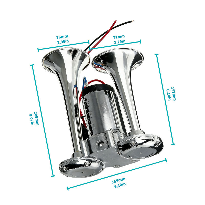 2026 Upgraded 12V Dual Air Horn Kit – Dual Horns with Air Compressor for Cars, Trucks & Boats