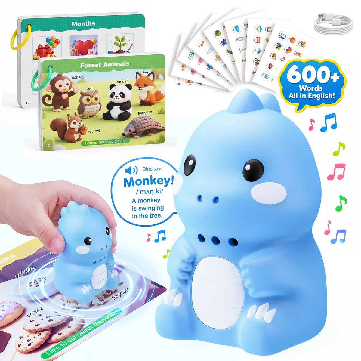 🎁Kids English Talking Pen Learning Set – Interactive Flashcards & Dinosaur Stickers