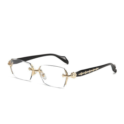 EUNOIALENS Randlose hochwertige Brillen – Rahmenlose Edelstahl-Brille mit Diamantschliff, modische Brillen, Unisex-Sonnenbrillen und optische Accessoires für den täglichen Gebrauch