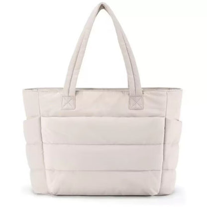 Floral Quilted Puffer Tote Bag – Lightweight Laptop Shoulder Bag