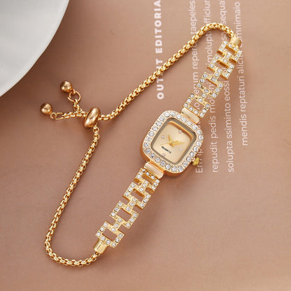 Women's Square Rhinestone Watch – Elegant Quartz Wristwatch with Adjustable Strap & Sparkling Crystal Accents