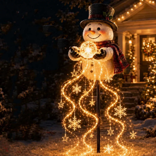 Snowman Magic Fountain Solar Christmas Light
