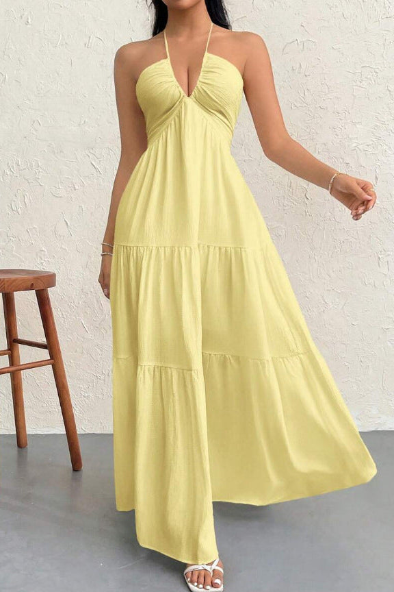Women's Sleeveless Backless Summer A-Line Dress