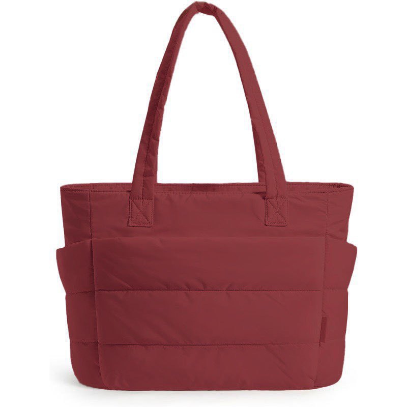 Floral Quilted Puffer Tote Bag – Lightweight Laptop Shoulder Bag