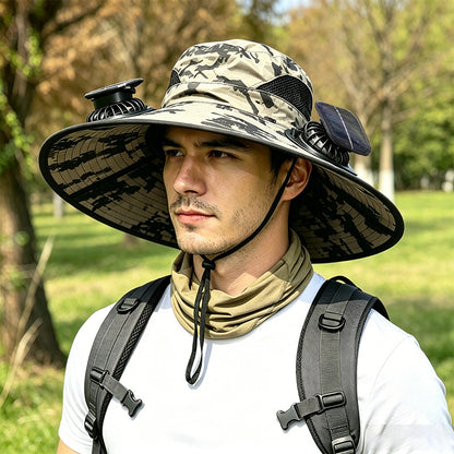 2026 Outdoor Wide Brim Cooling Hat with Dual Fans & UPF 50+ Sun Protection