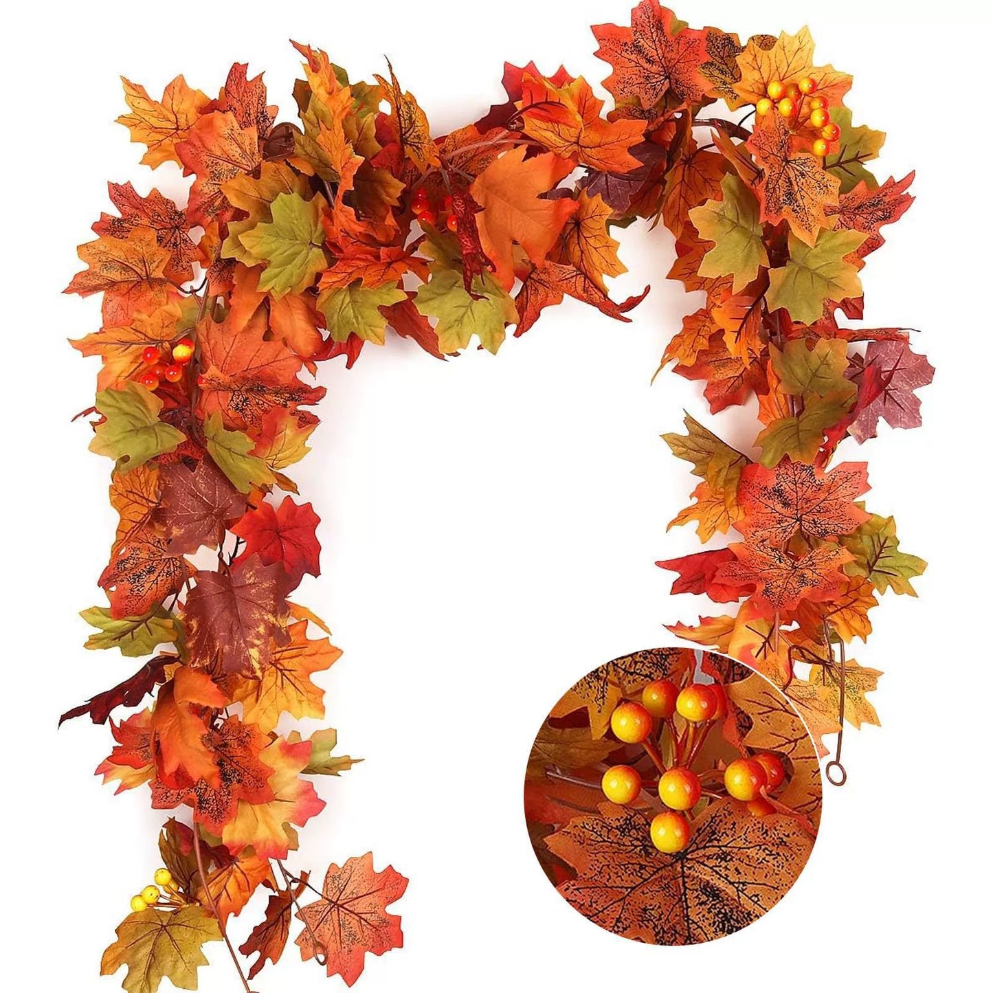 Fall Maple Leaf Lighted Garland For Thanksgiving & Holiday Decor