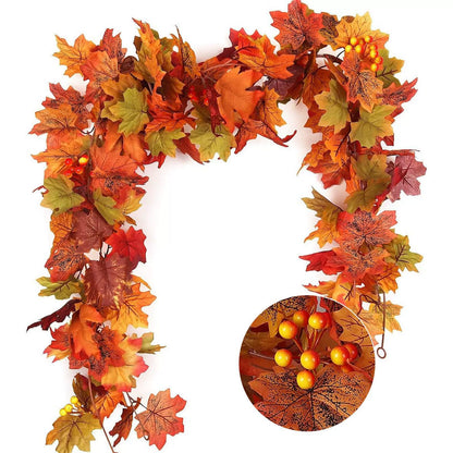 Fall Maple Leaf Lighted Garland For Thanksgiving & Holiday Decor