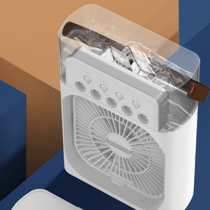 5-Nozzle Portable Mist Cooling Fan – Desktop Air Cooler & Humidifier with LED Light