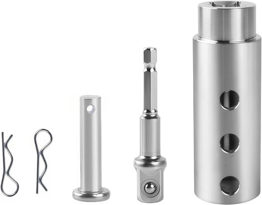 GJANSH Trailer Jack Drill Adapter – Heavy Duty RV Trailer Jack Adapter for 1-Inch Drive Shaft & 1/2-Inch Drill Socket, Compatible with Turbo & EZ Crank, Perfect for RVs, Dump Trailers, Camper Vans & DIY Projects
