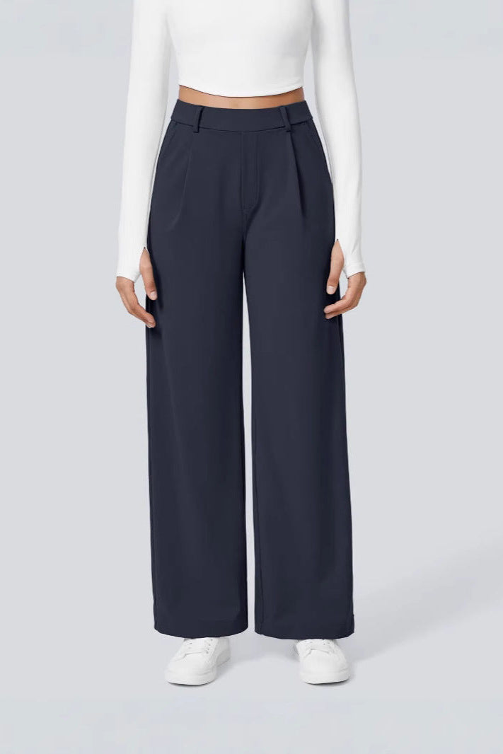 High-Waisted Stretch Straight Leg Pocket Work Pants