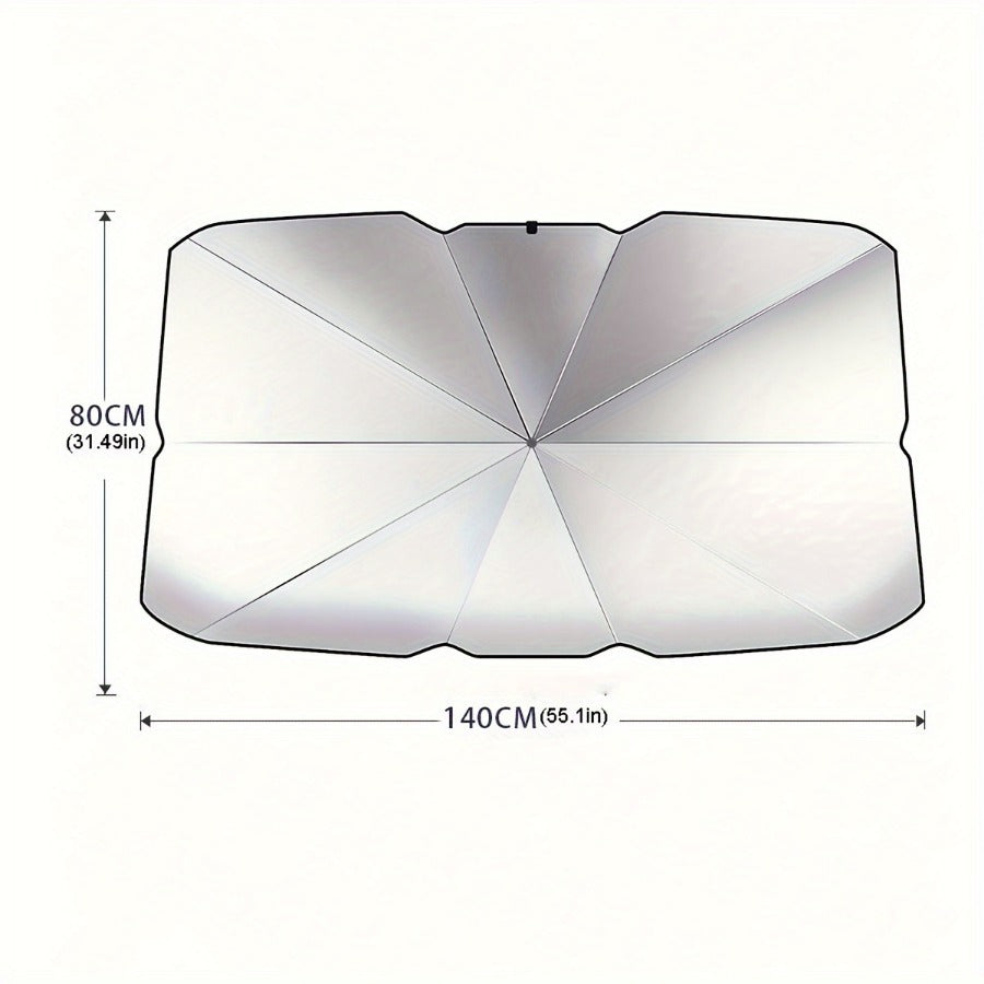 Foldable Windshield Sun Shade Umbrella 55" x 31" ☂️🚗 | Reflective Car Sunshade for Heat Insulation & UV Protection