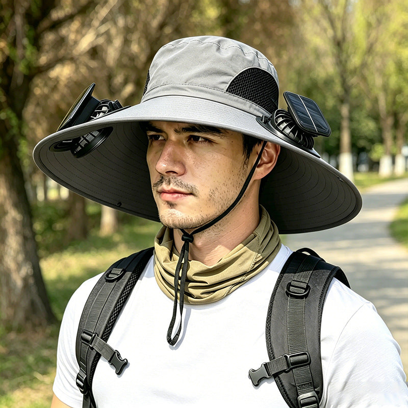 2026 Outdoor Wide Brim Cooling Hat with Dual Fans & UPF 50+ Sun Protection