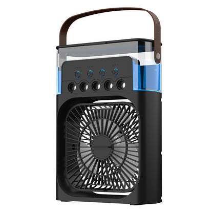 5-Nozzle Portable Mist Cooling Fan – Desktop Air Cooler & Humidifier with LED Light