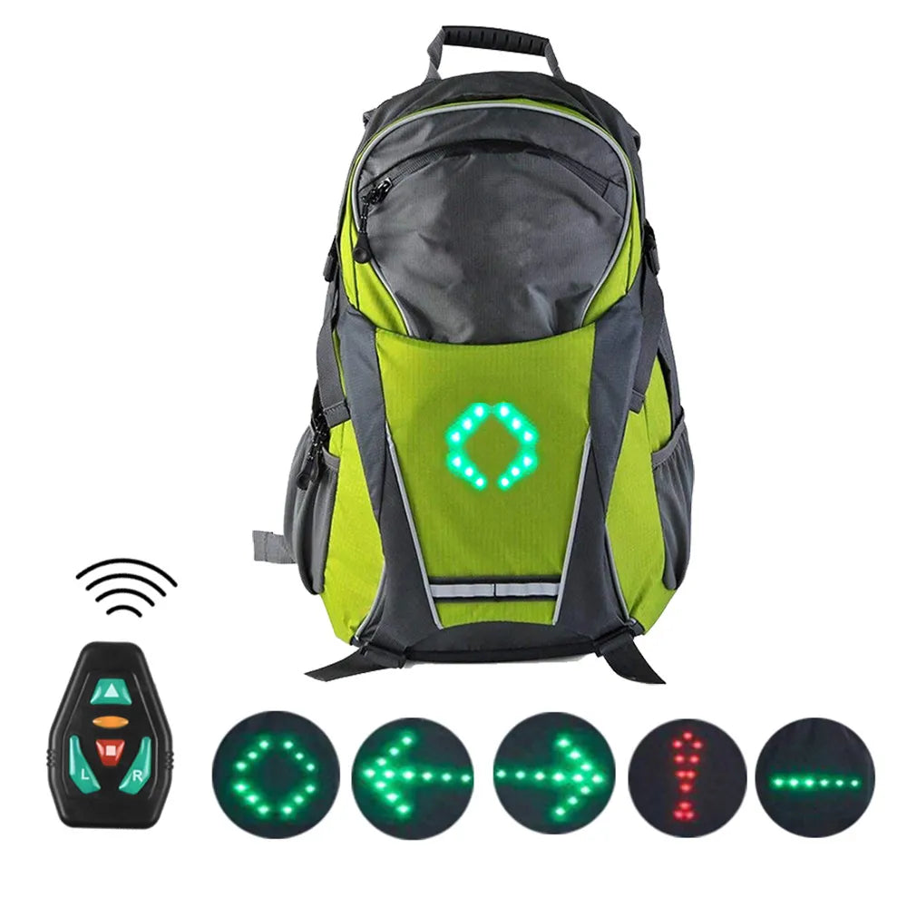 🎁LED Signal Backpack – 15L Waterproof Cycling Backpack with Wireless Turn Signal Remote
