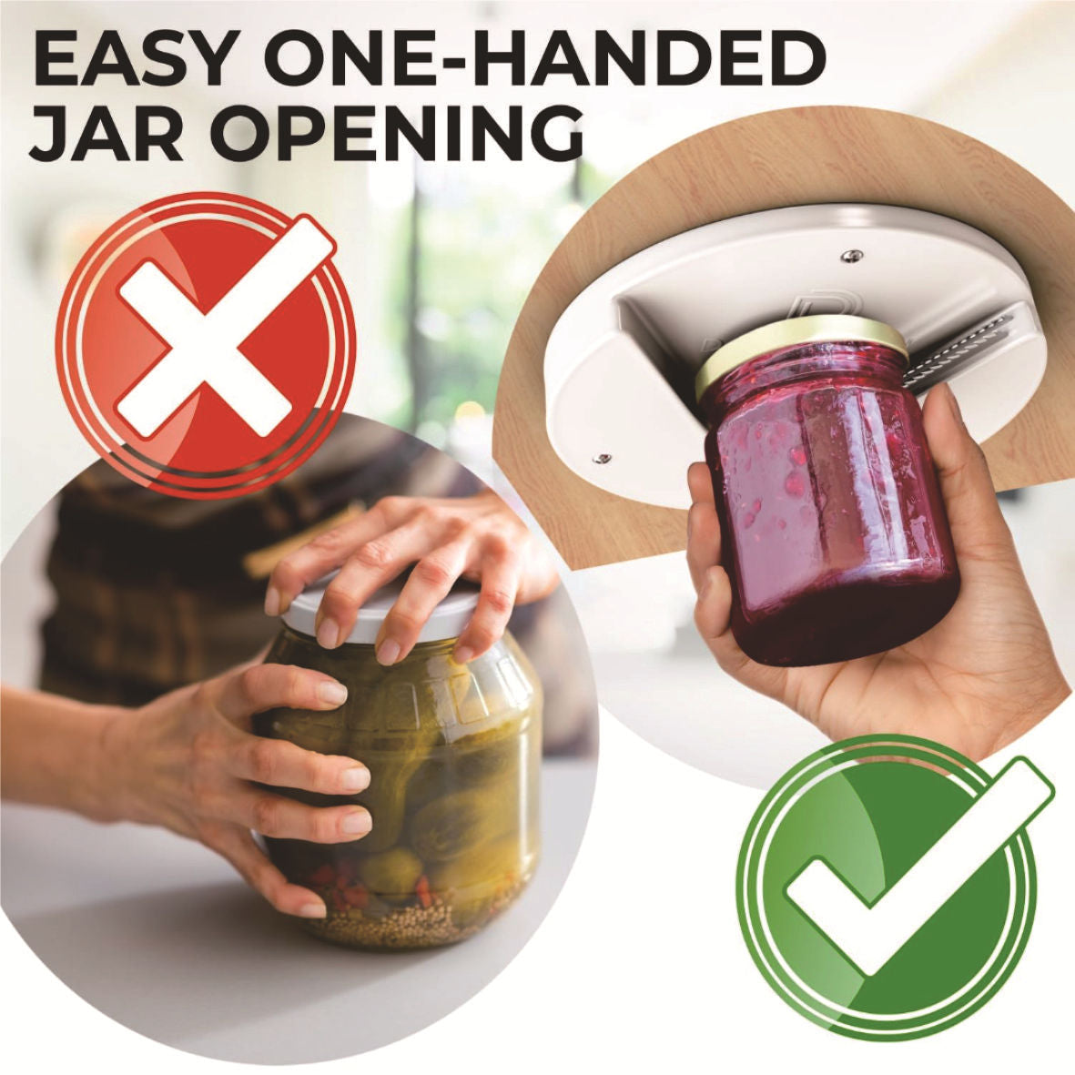 Under Cabinet Jar Opener – Effortlessly Open Any Jar, Anytime
