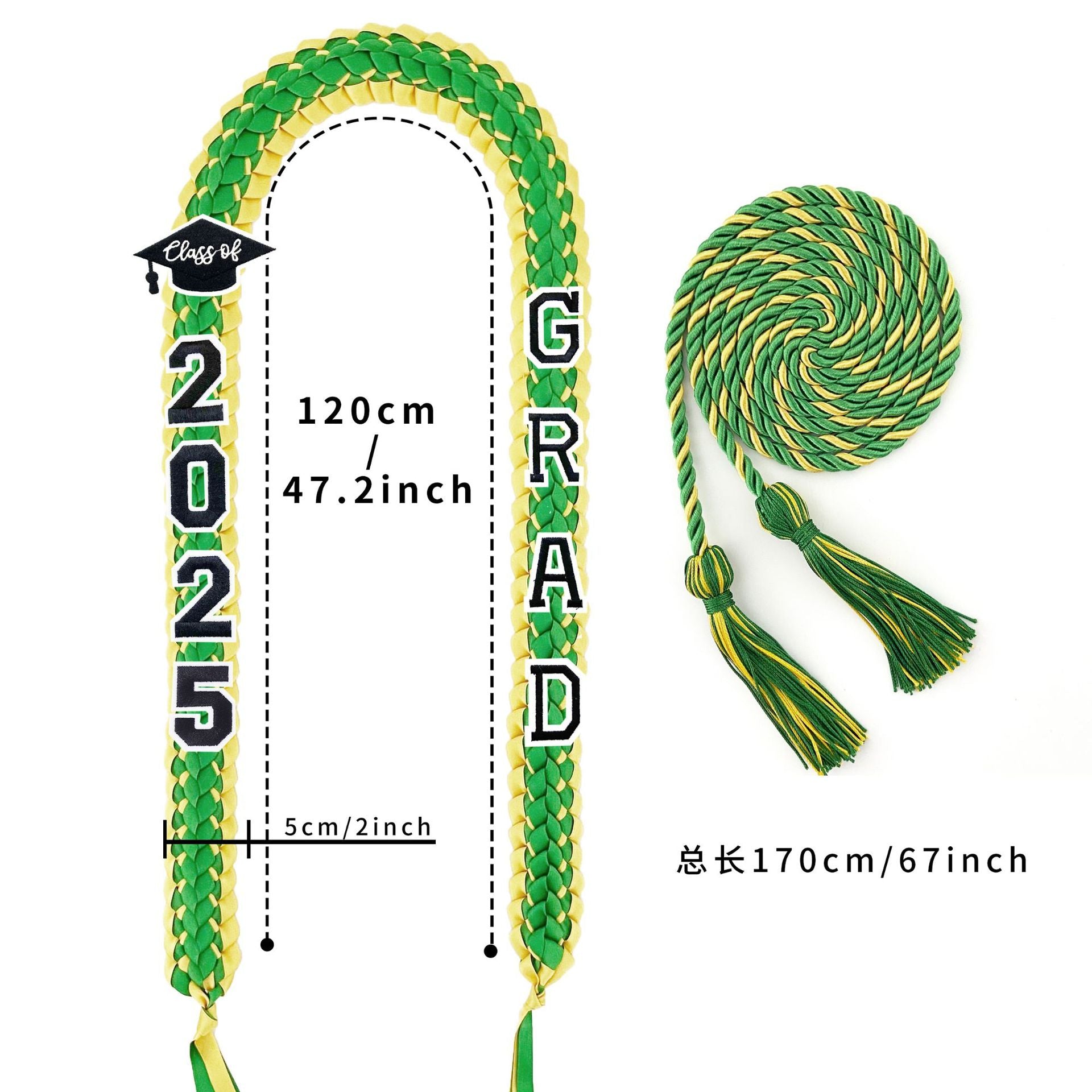 Double Color Graduation Honor Cord Lei – Braided Ribbon Graduation Necklace for Graduation Parties 🎓✨