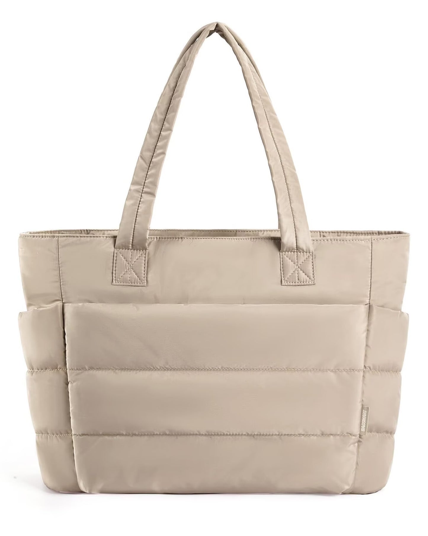 Floral Quilted Puffer Tote Bag – Lightweight Laptop Shoulder Bag