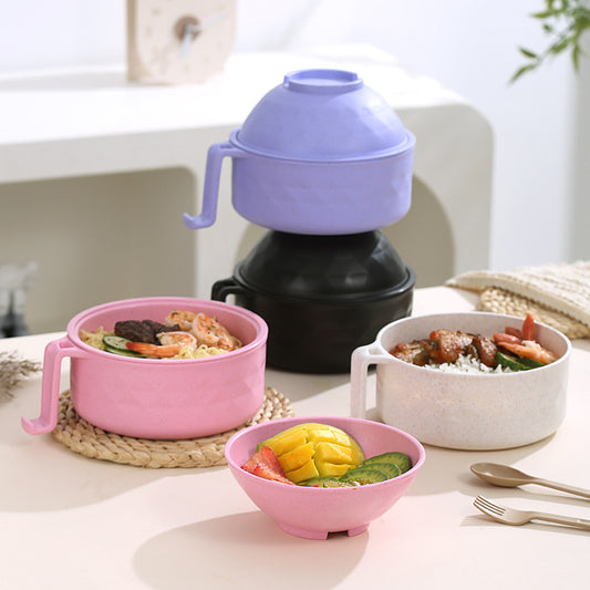 6PCS Microwave Ramen Bowl Set with Lid, Handle & Chopsticks