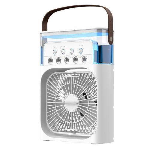 5-Nozzle Portable Mist Cooling Fan – Desktop Air Cooler & Humidifier with LED Light