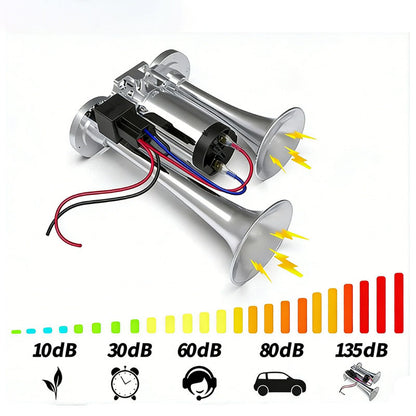 2026 Upgraded 12V Dual Air Horn Kit – Dual Horns with Air Compressor for Cars, Trucks & Boats