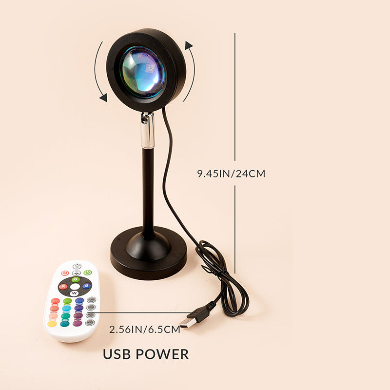 Sunset Lamp Projector Light – 16 RGB Colors, 180° Rotation & Remote Control