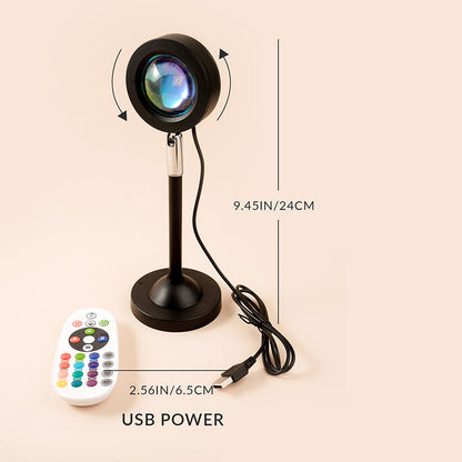Sunset Lamp Projector Light – 16 RGB Colors, 180° Rotation & Remote Control