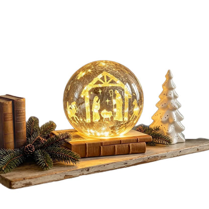 Golden Crackle Glass Christmas LED Table Lamp