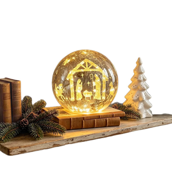 Golden Crackle Glass Christmas LED Table Lamp