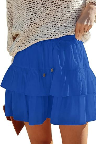 Women's Boho Ruffle Layered Mini Skort