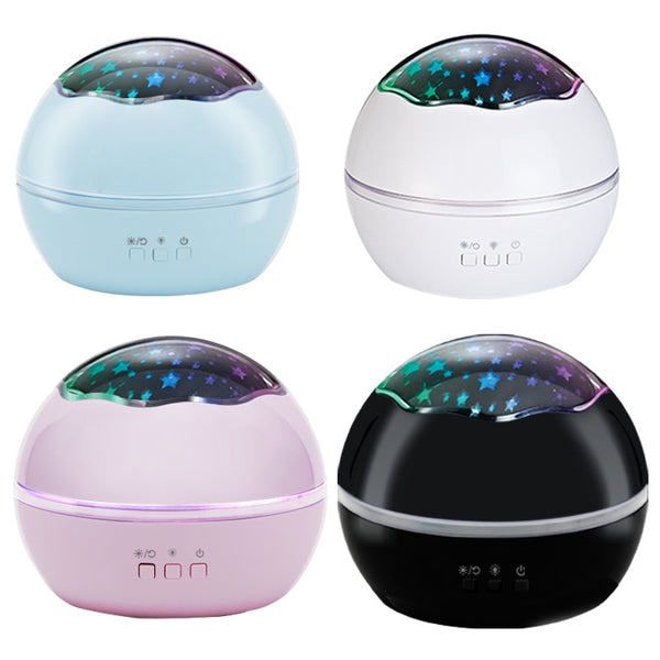Lámpara de Noche Giratoria 360° con Proyector de Estrellas – Lámpara de Proyección de Galaxias USB para Niños y Decoración de Dormitorio