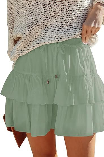 Women's Boho Ruffle Layered Mini Skort