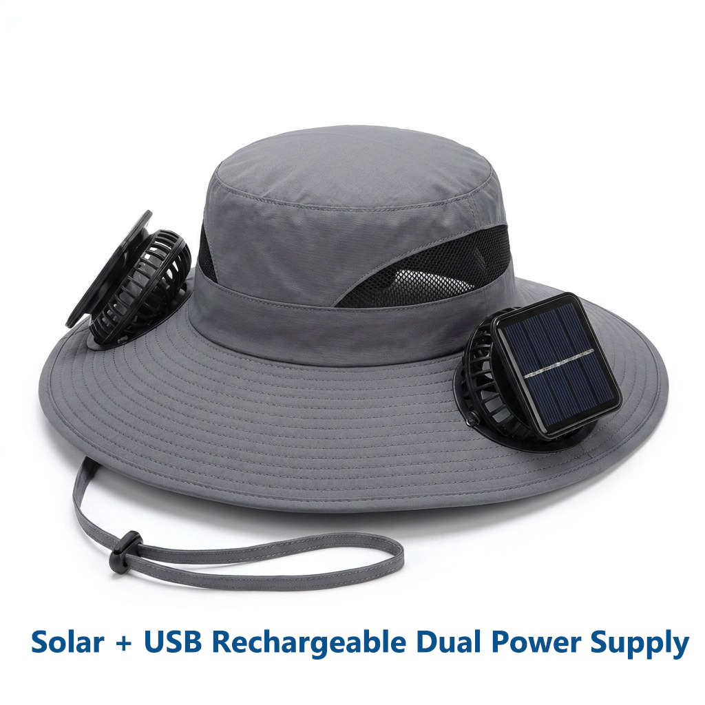 2026 Outdoor Wide Brim Cooling Hat with Dual Fans & UPF 50+ Sun Protection