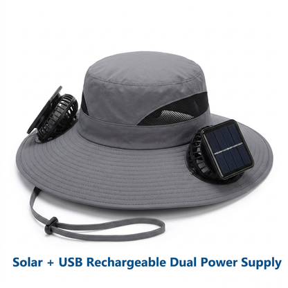 2026 Outdoor Wide Brim Cooling Hat with Dual Fans & UPF 50+ Sun Protection