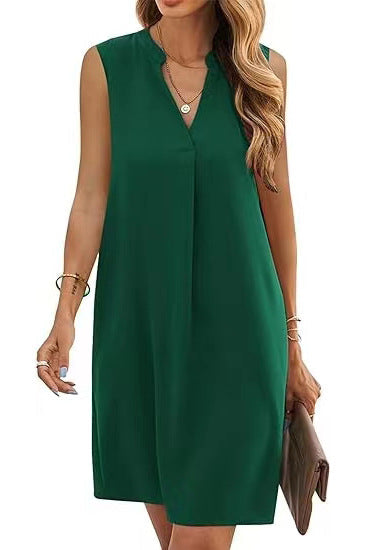 Women's Sleeveless Floral V-Neck Swing Beach Dress