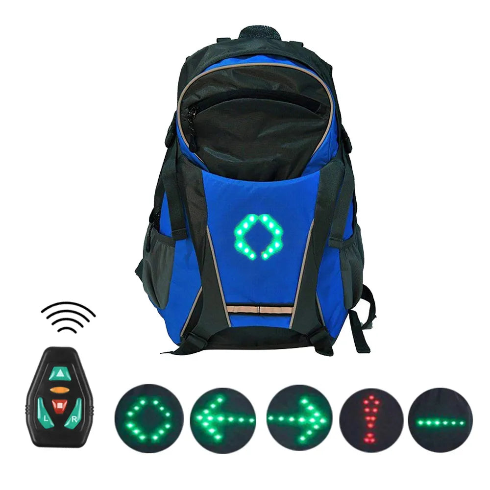 🎁LED Signal Backpack – 15L Waterproof Cycling Backpack with Wireless Turn Signal Remote