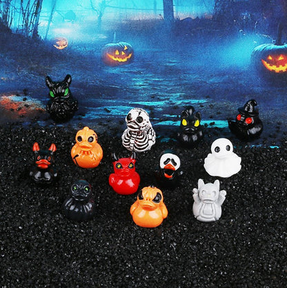 12-Piece Halloween Resin Duck Miniature Decor Set