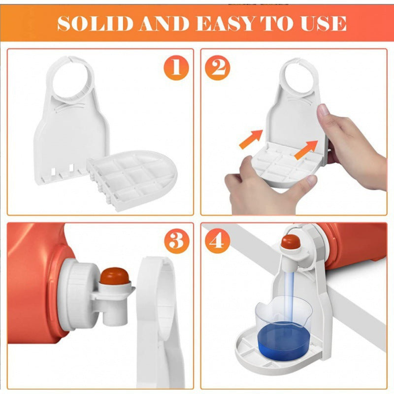 2PCS Laundry Detergent Dispenser Cup Holder with Upgraded Nozzle, Drip Tray & Easy Switch – No Mess Liquid Organizer for Laundry Room