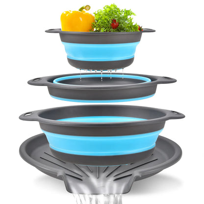 🎁3-Piece Collapsible Colander Set with Self-Draining Base