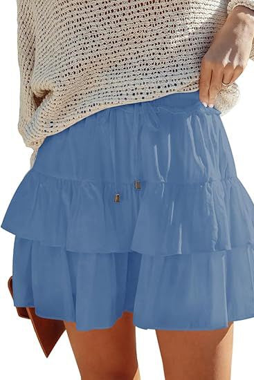 Women's Boho Ruffle Layered Mini Skort