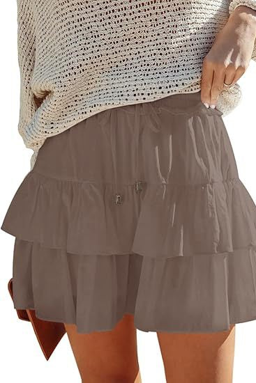Women's Boho Ruffle Layered Mini Skort