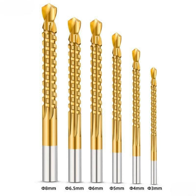 6-Piece Titanium HSS Serrated Drill Bit Set 3-8mm