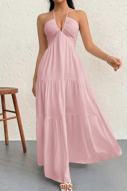 Women's Sleeveless Backless Summer A-Line Dress