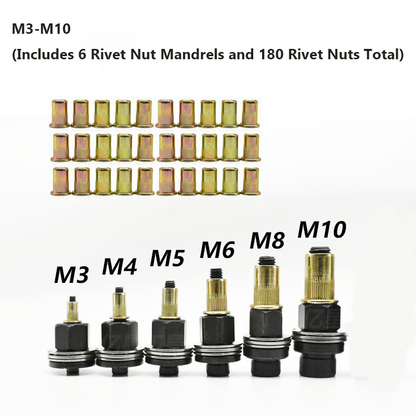 Manual Rivet Nut Tool Head Kit M3-M12 – Easy Rivet Nut Installation Tool for Thin Metal Sheets