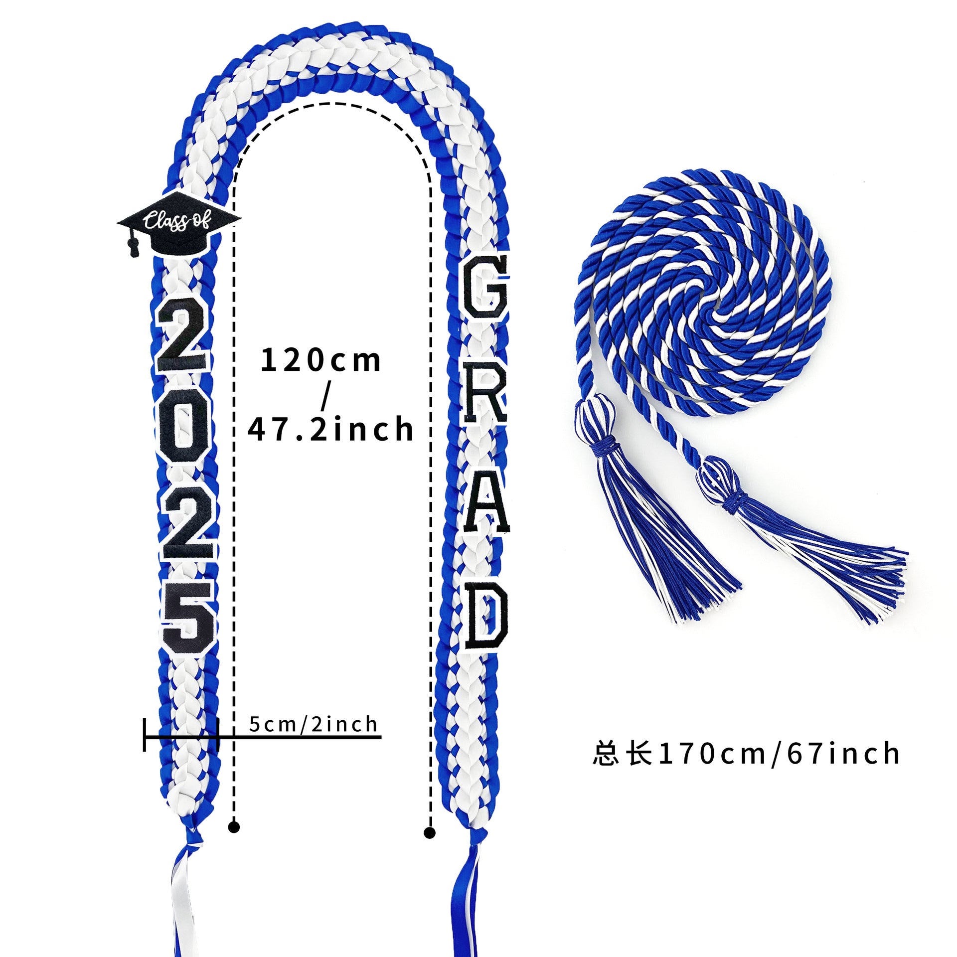 Double Color Graduation Honor Cord Lei – Braided Ribbon Graduation Necklace for Graduation Parties 🎓✨