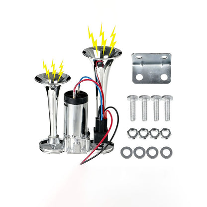 2026 Upgraded 12V Dual Air Horn Kit – Dual Horns with Air Compressor for Cars, Trucks & Boats