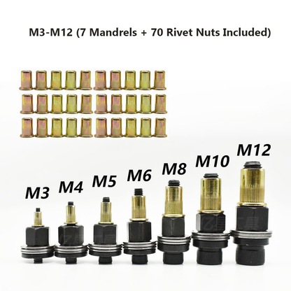 Manual Rivet Nut Tool Head Kit M3-M12 – Easy Rivet Nut Installation Tool for Thin Metal Sheets